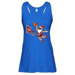 Funny Christmas Santa Claus Dunking A Basketball Cool Gift Ladies Essential Flowy Tank