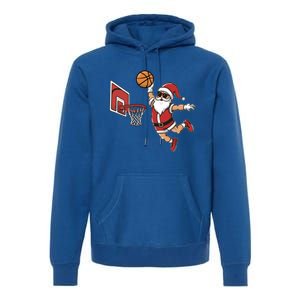 Funny Christmas Santa Claus Dunking A Basketball Cool Gift Premium Hoodie