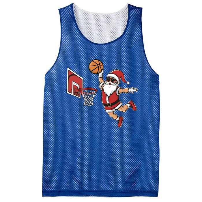 Funny Christmas Santa Claus Dunking A Basketball Cool Gift Mesh Reversible Basketball Jersey Tank