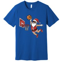 Funny Christmas Santa Claus Dunking A Basketball Cool Gift Premium T-Shirt