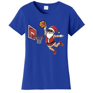 Funny Christmas Santa Claus Dunking A Basketball Cool Gift Women's T-Shirt