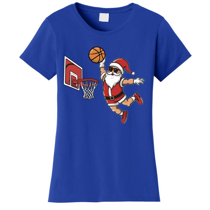 Funny Christmas Santa Claus Dunking A Basketball Cool Gift Women's T-Shirt