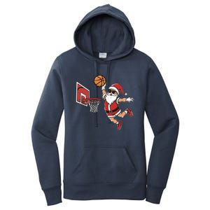 Funny Christmas Santa Claus Dunking A Basketball Cool Gift Women's Pullover Hoodie