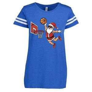 Funny Christmas Santa Claus Dunking A Basketball Cool Gift Enza Ladies Jersey Football T-Shirt