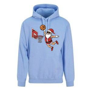 Funny Christmas Santa Claus Dunking A Basketball Cool Gift Unisex Surf Hoodie