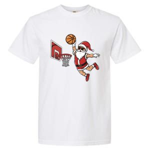 Funny Christmas Santa Claus Dunking A Basketball Cool Gift Garment-Dyed Heavyweight T-Shirt