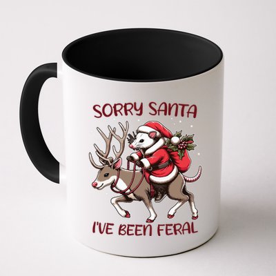Funny Christmas Sorry Santa Ive Been Feral Opossum Reindeer Mug