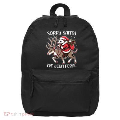 Funny Christmas Sorry Santa Ive Been Feral Opossum Reindeer 16 in Basic Backpack