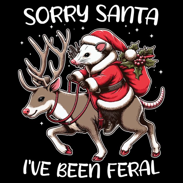 Funny Christmas Sorry Santa Ive Been Feral Opossum Reindeer 16 in Basic Backpack