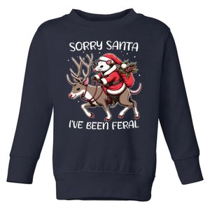 Funny Christmas Sorry Santa Ive Been Feral Opossum Reindeer Toddler Sweatshirt