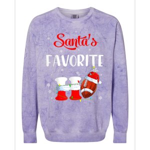 Funny Christmas SantaS Favorite Ho Xmas Football Gift Colorblast Crewneck Sweatshirt