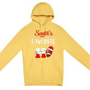 Funny Christmas SantaS Favorite Ho Xmas Football Gift Premium Pullover Hoodie