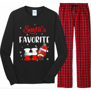 Funny Christmas SantaS Favorite Ho Xmas Football Gift Long Sleeve Pajama Set