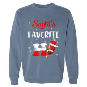 Funny Christmas SantaS Favorite Ho Xmas Football Gift Garment-Dyed Sweatshirt