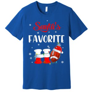 Funny Christmas SantaS Favorite Ho Xmas Football Gift Premium T-Shirt