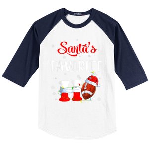 Funny Christmas SantaS Favorite Ho Xmas Football Gift Baseball Sleeve Shirt