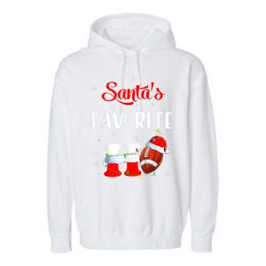 Funny Christmas SantaS Favorite Ho Xmas Football Gift Garment-Dyed Fleece Hoodie