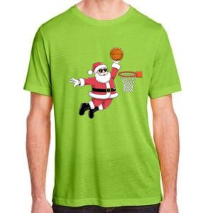 Funny Christmas Santa Claus Dunking A Basketball Xmas Gift Adult ChromaSoft Performance T-Shirt