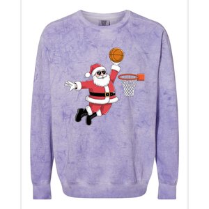 Funny Christmas Santa Claus Dunking A Basketball Xmas Gift Colorblast Crewneck Sweatshirt