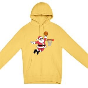 Funny Christmas Santa Claus Dunking A Basketball Xmas Gift Premium Pullover Hoodie