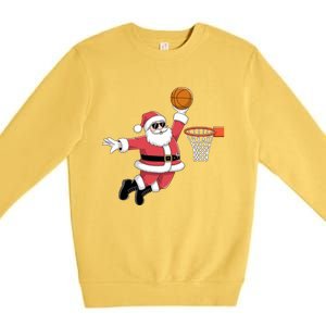 Funny Christmas Santa Claus Dunking A Basketball Xmas Gift Premium Crewneck Sweatshirt