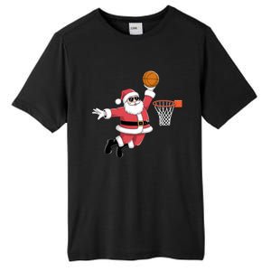 Funny Christmas Santa Claus Dunking A Basketball Xmas Gift Tall Fusion ChromaSoft Performance T-Shirt