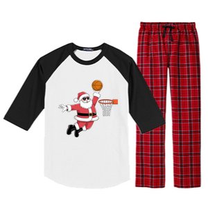 Funny Christmas Santa Claus Dunking A Basketball Xmas Gift Raglan Sleeve Pajama Set