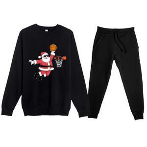 Funny Christmas Santa Claus Dunking A Basketball Xmas Gift Premium Crewneck Sweatsuit Set