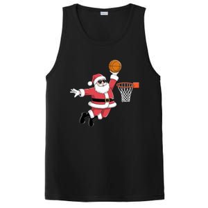 Funny Christmas Santa Claus Dunking A Basketball Xmas Gift PosiCharge Competitor Tank