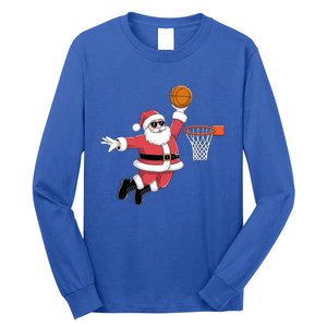 Funny Christmas Santa Claus Dunking A Basketball Xmas Gift Long Sleeve Shirt