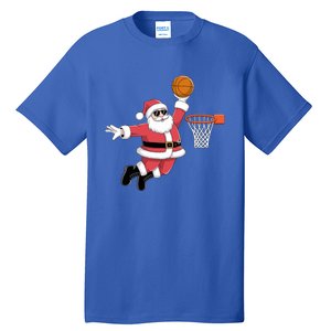 Funny Christmas Santa Claus Dunking A Basketball Xmas Gift Tall T-Shirt