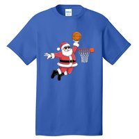 Funny Christmas Santa Claus Dunking A Basketball Xmas Gift Tall T-Shirt