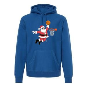 Funny Christmas Santa Claus Dunking A Basketball Xmas Gift Premium Hoodie