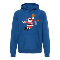 Funny Christmas Santa Claus Dunking A Basketball Xmas Gift Premium Hoodie