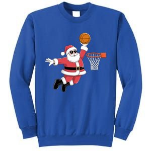 Funny Christmas Santa Claus Dunking A Basketball Xmas Gift Tall Sweatshirt