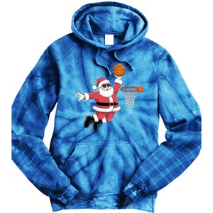 Funny Christmas Santa Claus Dunking A Basketball Xmas Gift Tie Dye Hoodie