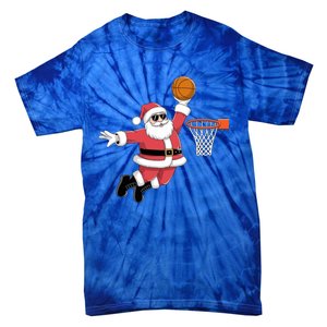 Funny Christmas Santa Claus Dunking A Basketball Xmas Gift Tie-Dye T-Shirt