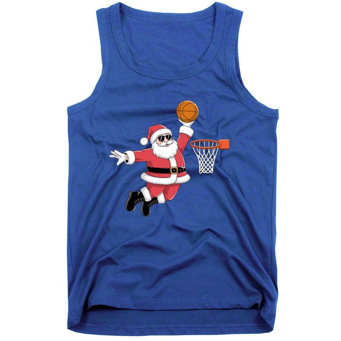 Funny Christmas Santa Claus Dunking A Basketball Xmas Gift Tank Top