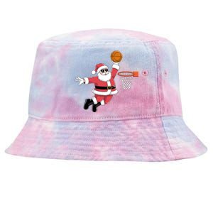 Funny Christmas Santa Claus Dunking A Basketball Xmas Gift Tie-Dyed Bucket Hat