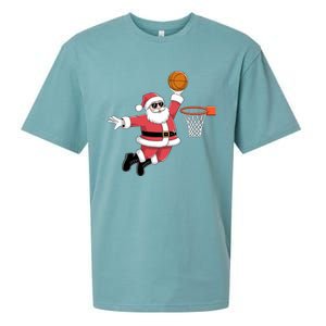 Funny Christmas Santa Claus Dunking A Basketball Xmas Gift Sueded Cloud Jersey T-Shirt