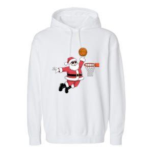 Funny Christmas Santa Claus Dunking A Basketball Xmas Gift Garment-Dyed Fleece Hoodie