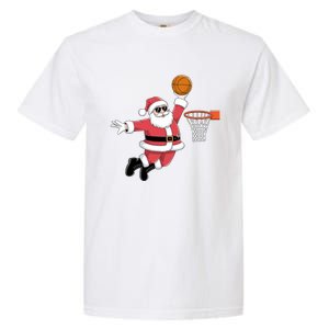 Funny Christmas Santa Claus Dunking A Basketball Xmas Gift Garment-Dyed Heavyweight T-Shirt