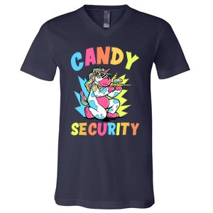 Funny Candy Security | Halloween Party V-Neck T-Shirt