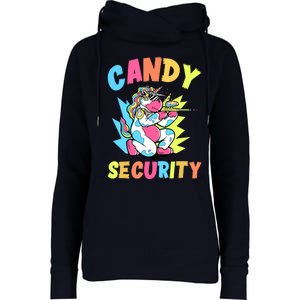 Funny Candy Security | Halloween Party Womens Funnel Neck Pullover Hood