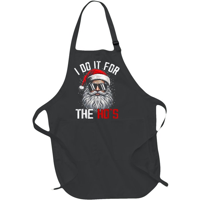 Funny Christmas Santa Claus I Do It For The Hos Cute Xmas Full-Length Apron With Pockets