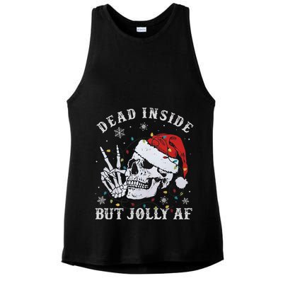 Funny Christmas Skull Dead Inside But Jolly Af Cute Ladies PosiCharge Tri-Blend Wicking Tank