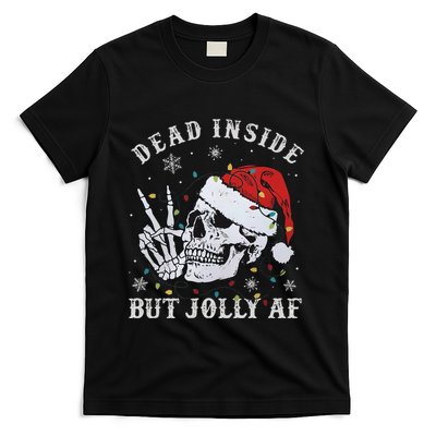 Funny Christmas Skull Dead Inside But Jolly Af Cute T-Shirt