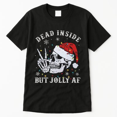 Funny Christmas Skull Dead Inside But Jolly Af Cute Tall T-Shirt