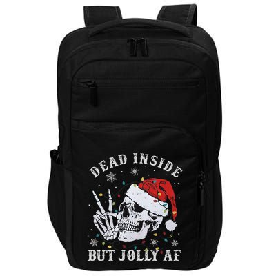 Funny Christmas Skull Dead Inside But Jolly Af Cute Impact Tech Backpack