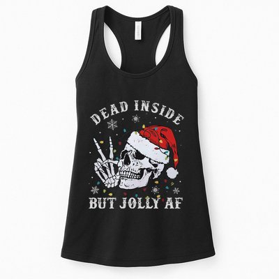 Funny Christmas Skull Dead Inside But Jolly Af Cute Womens Tank Top